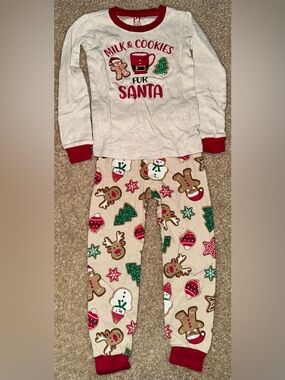 Kids Holiday 'Milk & Cookies for Santa' Pajama Set - White & Red